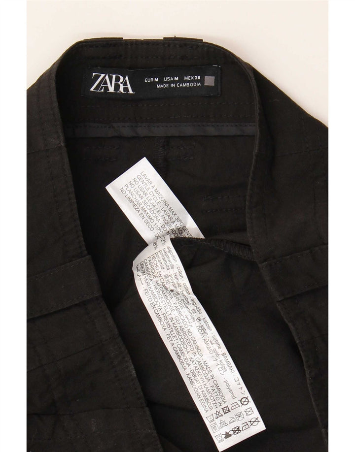 Zara Γυναικείο ίσιο παντελόνι Cargo Medium W28 L25 Μαύρο βαμβακερό