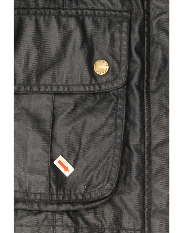 Γυναικείο Στρατιωτικό Μπουφάν Barbour από συνθετικό δέρμα UK 14 μεγάλο μαύρο πολυεστέρα