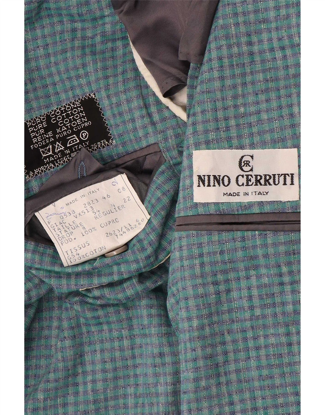 Nino Cerruti Ανδρικό μπουφάν σακάκι με 2 κουμπιά IT 54 2XL Blue Check Cotton