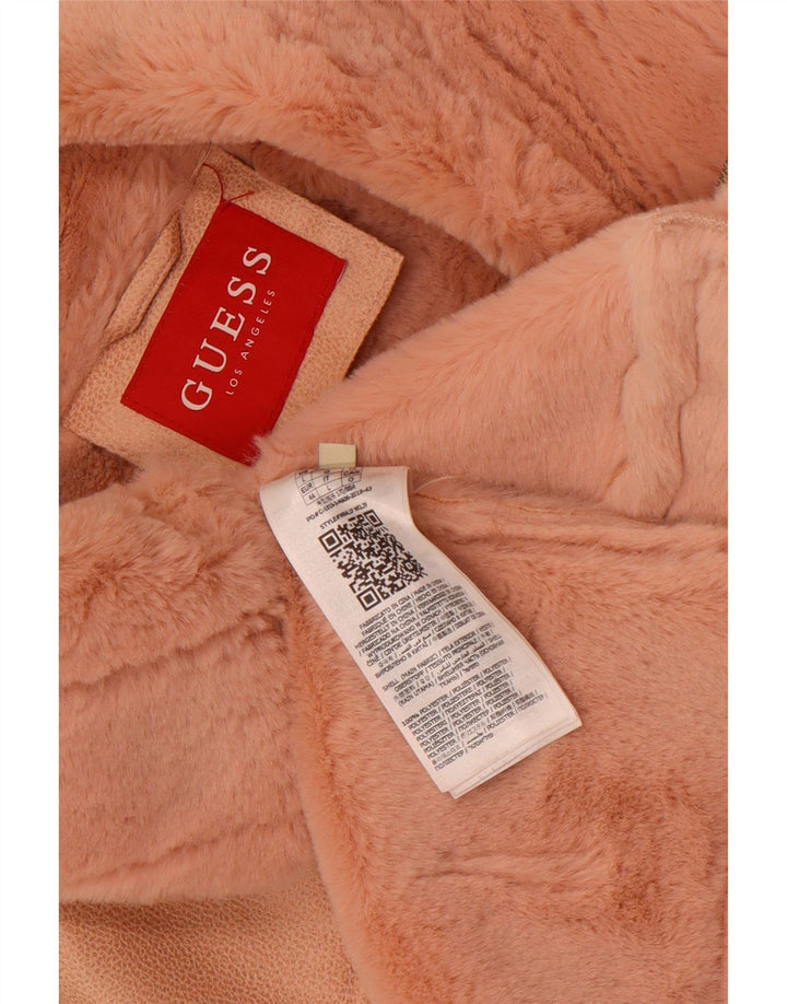 Guess Γυναικείο Faux Leather Sherpa Jacket UK 12 Medium Pink Polyester