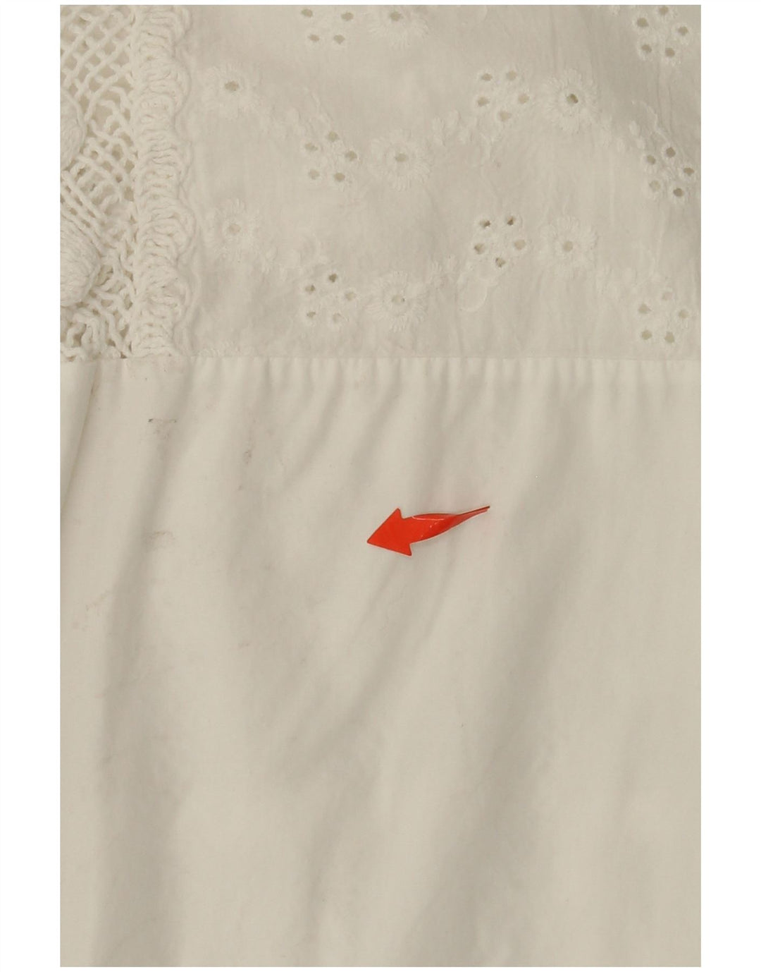 VINTAGE Γυναικείο πουκάμισο 3/4 μανίκι μπλούζα UK 14 Μεσαίο λευκό βαμβακερό φλοράλ