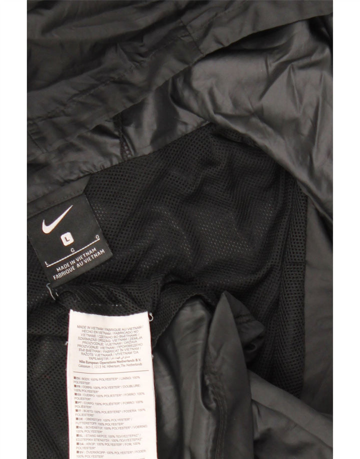 NIKE Mens Hooded Rain Jacket UK 40 Large Black Polyester