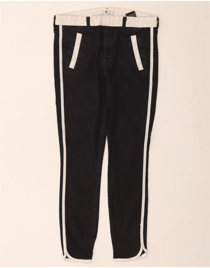 7 For All Mankind Γυναικεία Crop Skinny Jeans W27 L25 Black Colourblock Cotton