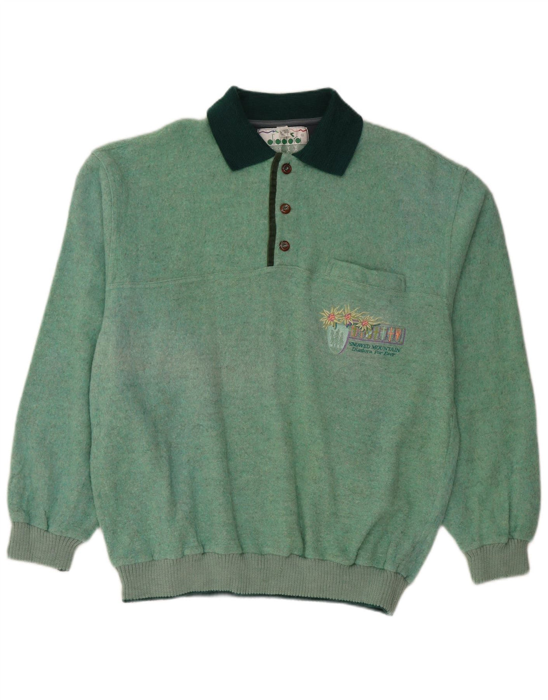 DIADORA Ανδρικό πουλόβερ με λαιμόκοψη, πράσινο μαλλί