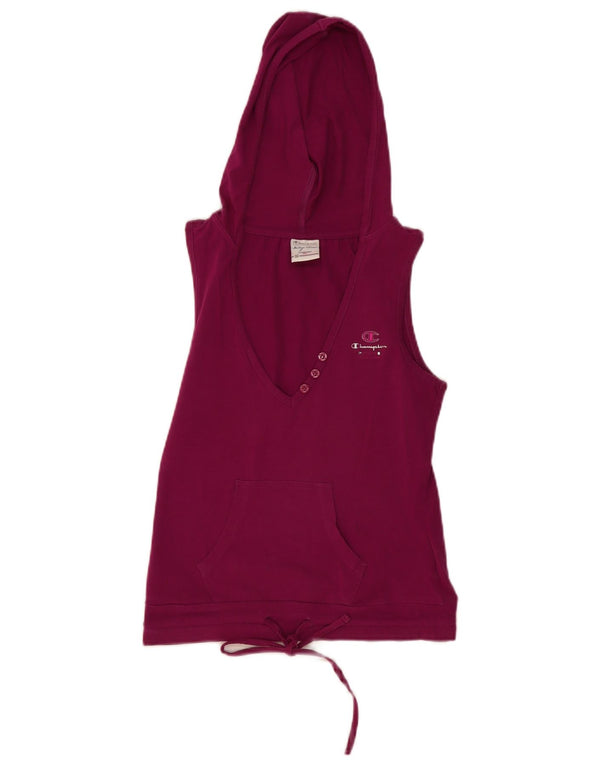 Champion Womens Heritage Classics Hooded Vest Top UK 8 Small Burgundy