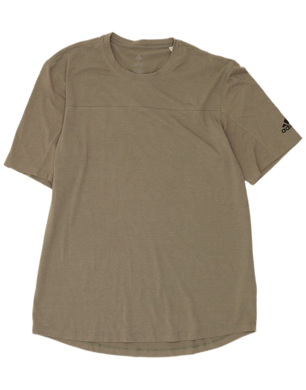 Adidas Mens Aeroready T-Shirt Top Large Khaki Polyester