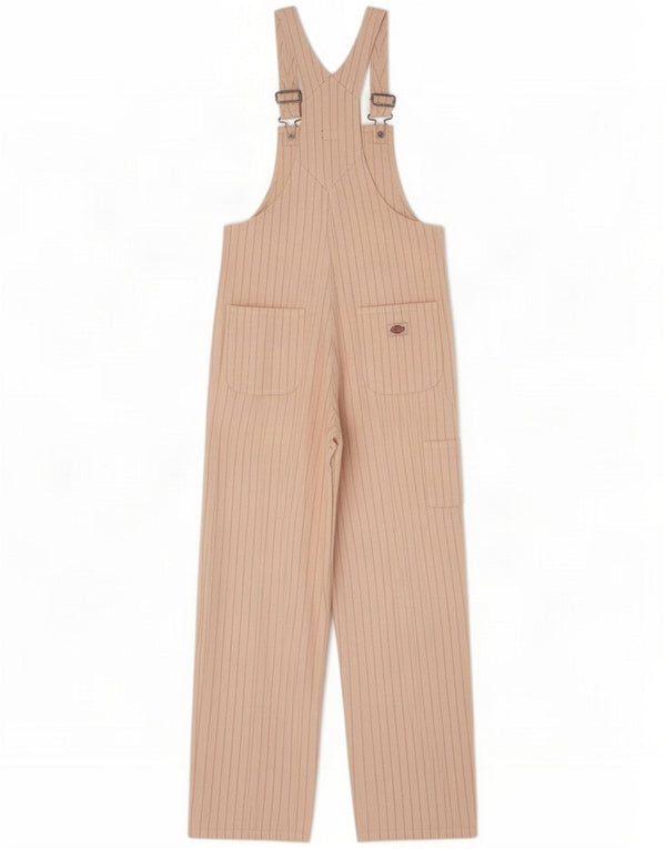 Dickies Mens Cargo Dungarees Trousers XS W28 L30 Beige Pinstripe Cotton