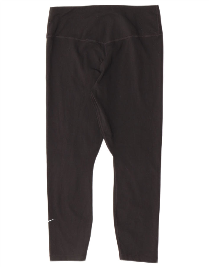 Γυναικεία κολάν Nike Dri Fit Capri UK 12 μεσαίου μαύρου πολυεστέρα