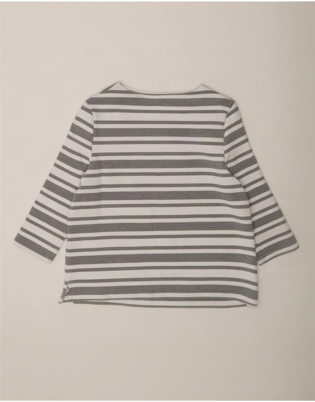 Marks & Spencer Γυναικείο τοπ 3/4 μανίκι UK 12 μεσαίο γκρι ριγέ πολυεστέρας