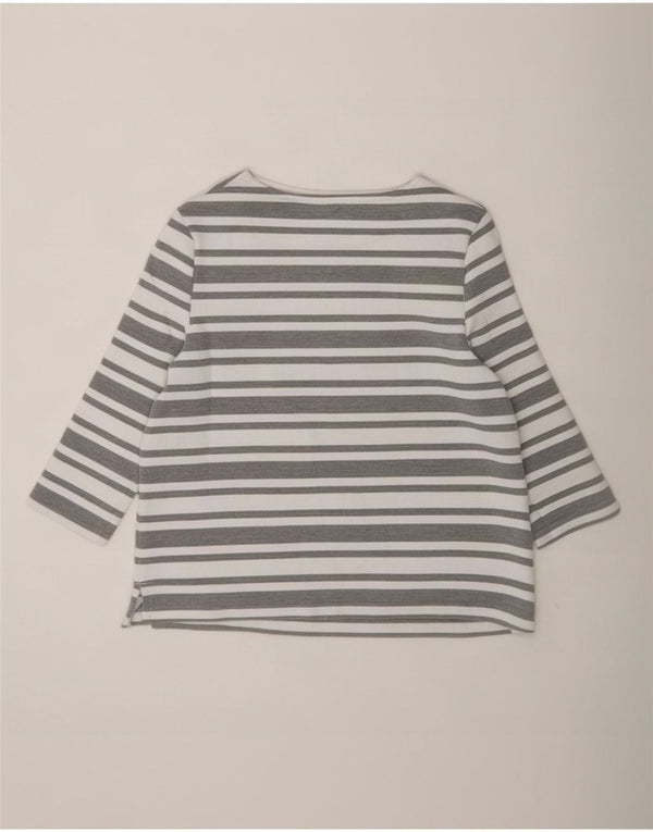 Marks & Spencer Γυναικείο τοπ 3/4 μανίκι UK 12 μεσαίο γκρι ριγέ πολυεστέρας