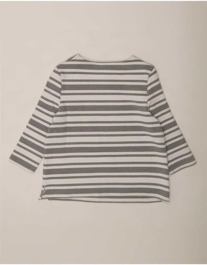 Marks & Spencer Γυναικείο τοπ 3/4 μανίκι UK 12 μεσαίο γκρι ριγέ πολυεστέρας