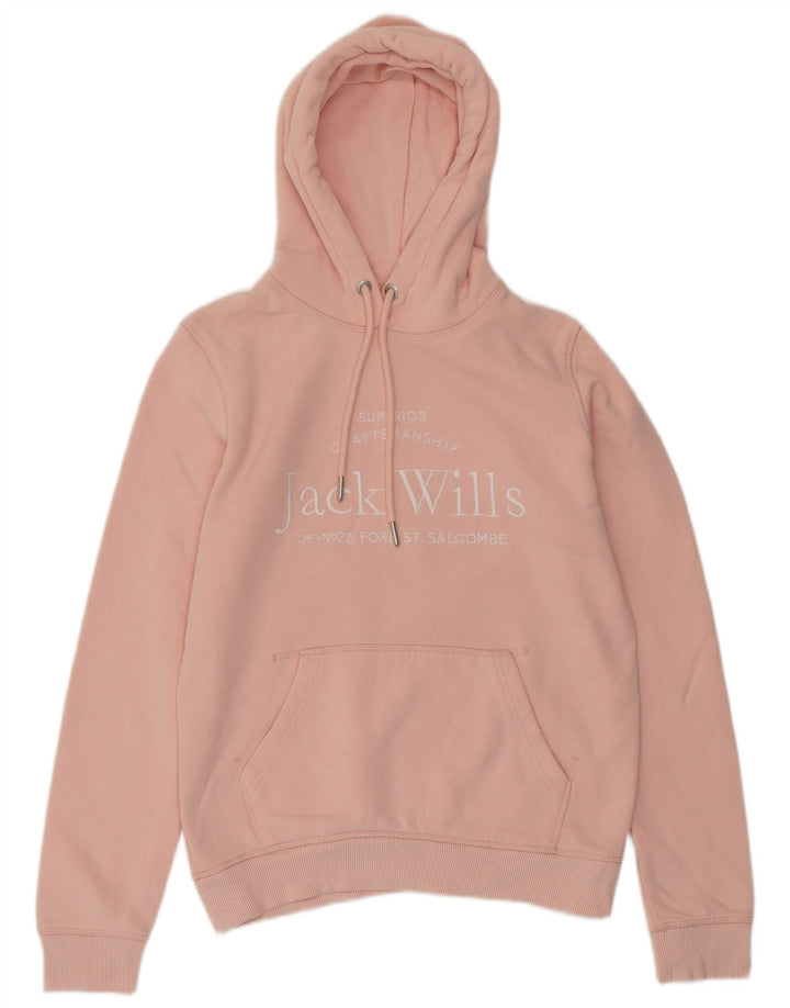 JACK WILLS Γυναικείο γραφικό υπερμεγέθη κουκούλα UK 8 Μικρό ροζ βαμβακερό