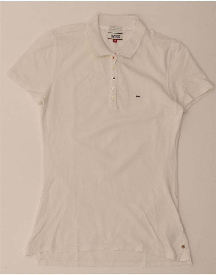 Tommy Hilfiger Γυναικείο Πόλο Μπλουζάκι UK 12 Μεσαίο λευκό βαμβακερό