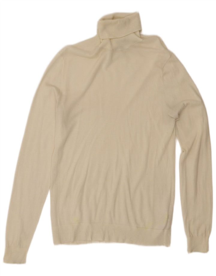 MASSIMO DUTTI Γυναικείο πουλόβερ με ρολό λαιμόκοψη UK 12 Medium White
