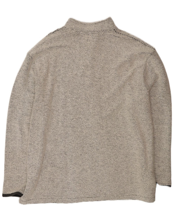 Weird Fish Mens Zip Neck Sweatshirt Jumper Medium Off White Flecked Cotton