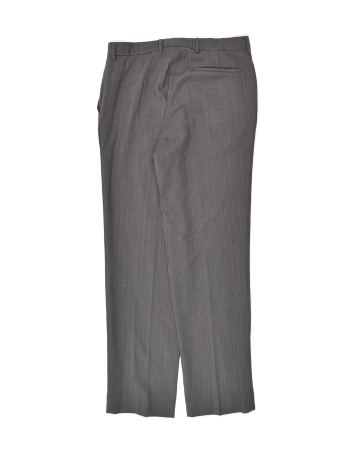 JULES Womens Straight Suit Trousers IT 42 Medium W28 L31  Grey Polyester | Vintage Jules | Thrift | Second-Hand Jules | Used Clothing | Messina Hembry 