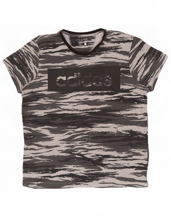 Adidas Ανδρικό γραφικό T-Shirt Climalite Top 2XL Γκρι βαμβακερό καμουφλάζ