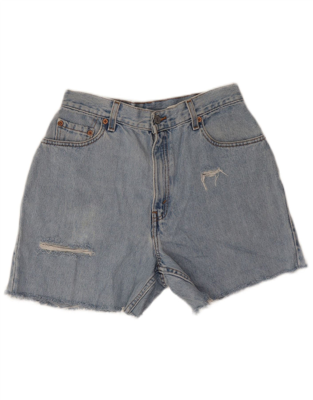 LEVI'S Womens 550 Distressed Relaxed Fit τζιν σορτς μεσαίο W28 μπλε