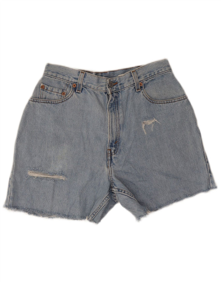 LEVI'S Womens 550 Distressed Relaxed Fit τζιν σορτς μεσαίο W28 μπλε