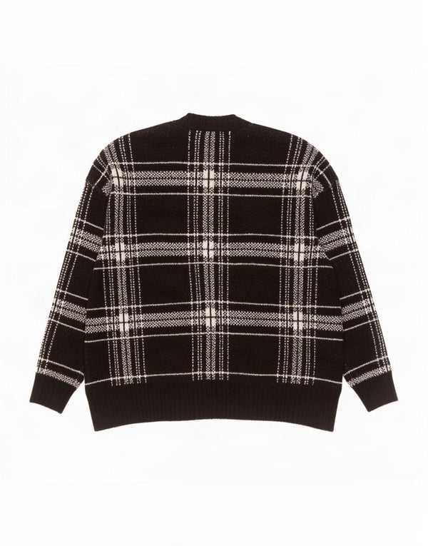 Marks & Spencer Mens Crew Neck Jumper Sweater Large Black Check Acrylic