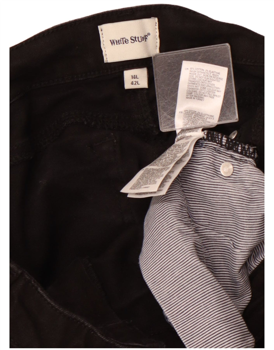 WHITE STUFF Γυναικείο ψηλόμεσο στενό τζιν UK 14 μεγάλο W32 L29 μαύρο