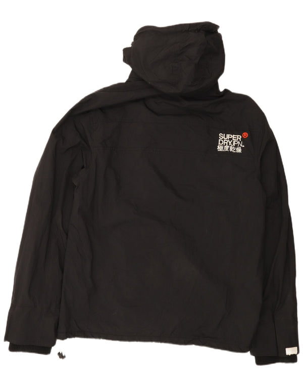 Superdry γυναικείο μπουφάν με κουκούλα αντιανεμικό UK 18 XL μαύρο νάιλον