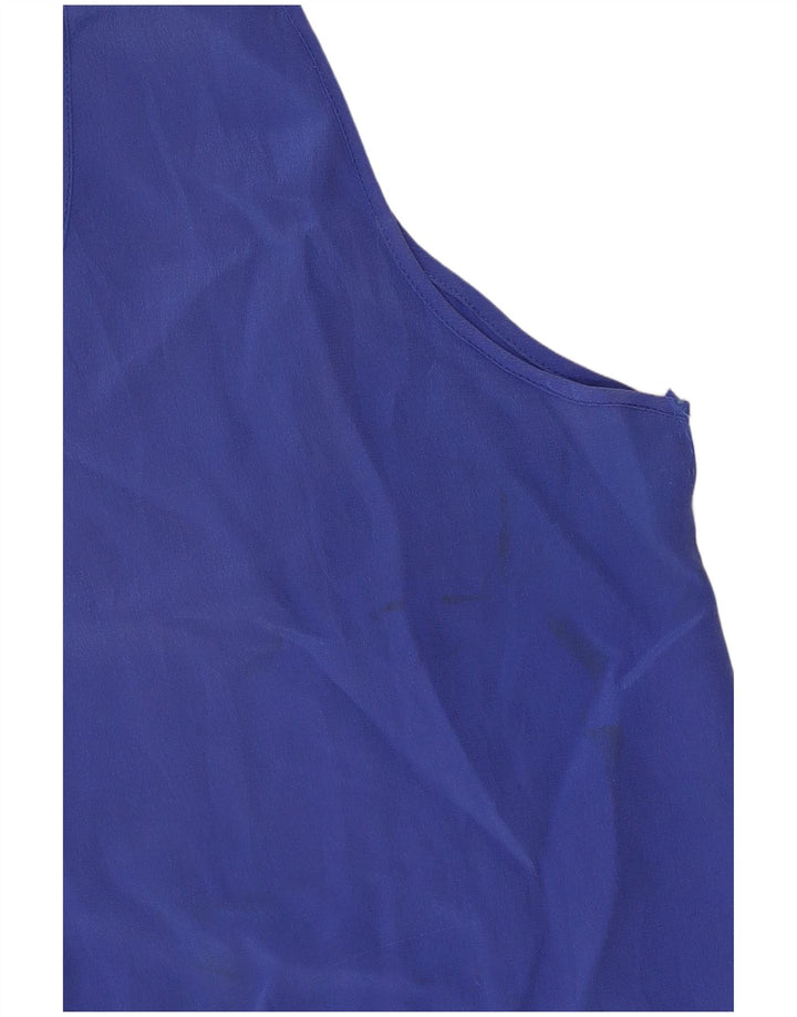 Vintage Γυναικείο See Through Vest Top UK 8 Small Blue Silk