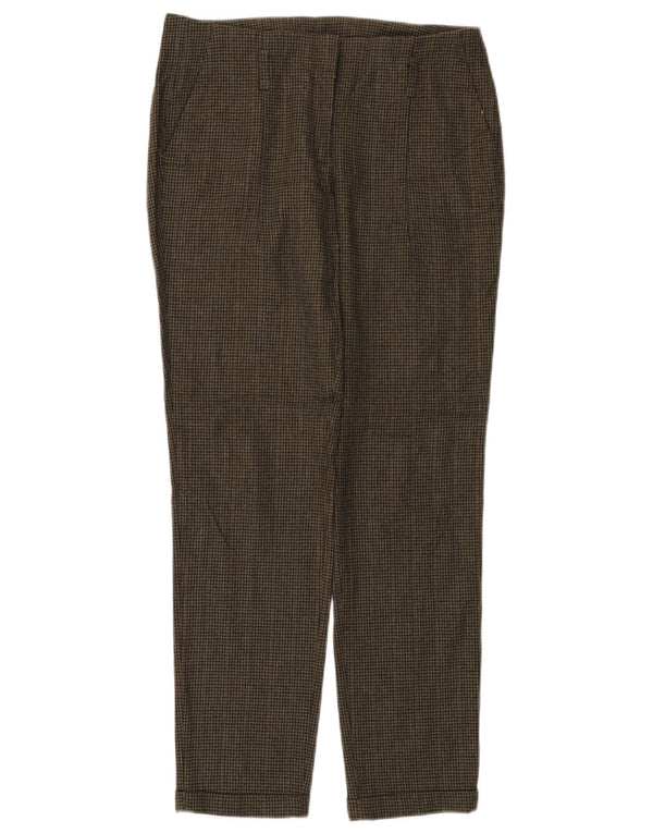 Zara γυναικείο ίσιο casual παντελόνι XS W25 L27 Πράσινη βισκόζη Houndstooth
