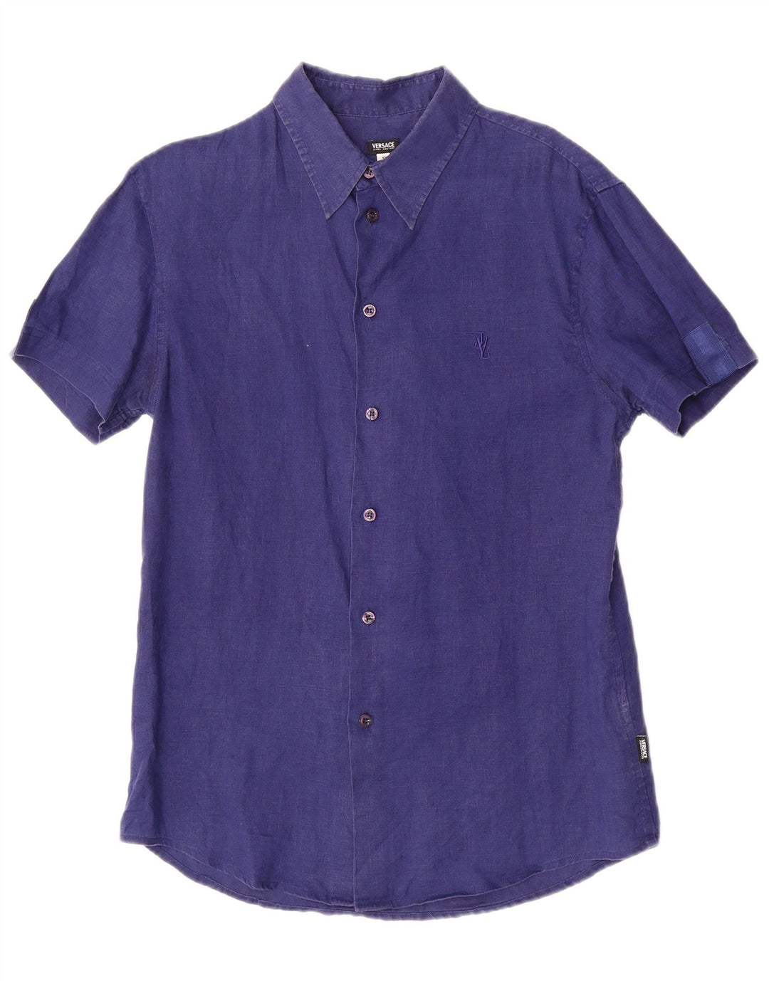 Ανδρικό κοντομάνικο πουκάμισο Versace Μικρό λινό Navy Blue