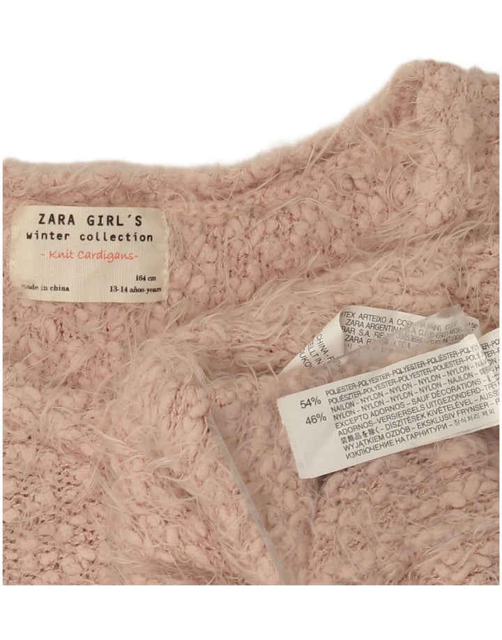 Πουλόβερ ZARA Girls Cardigan 13-14 Years Pink Polyester