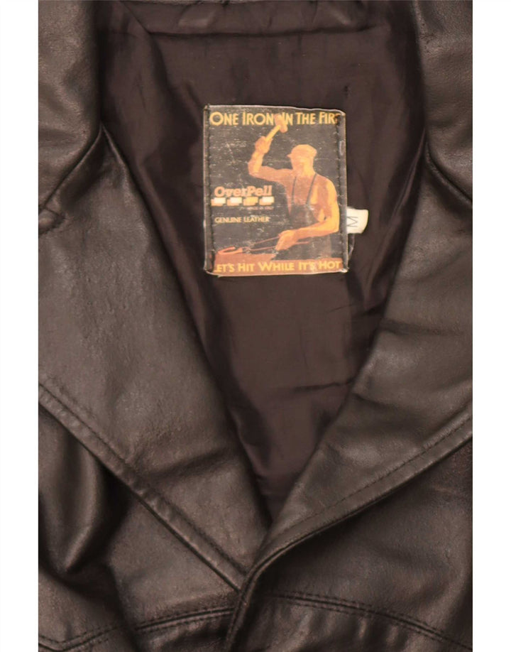 Vintage Ανδρικό Δερμάτινο Μπουφάν με 3 Κουμπιά UK 38 Medium Black