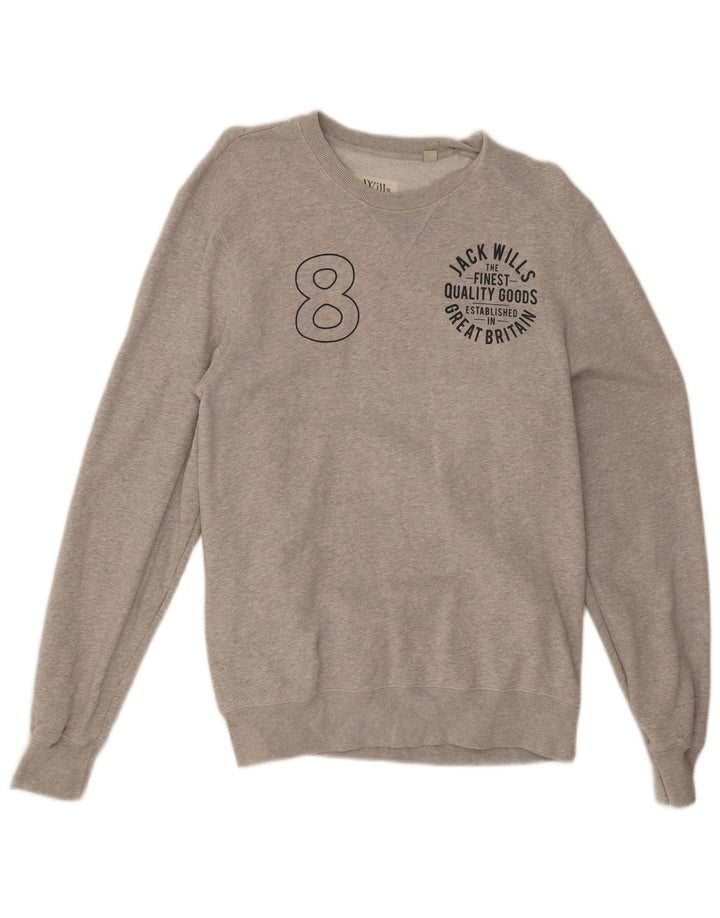 Ανδρικό γραφικό φούτερ Jack Wills, μεσαίο γκρι βαμβακερό