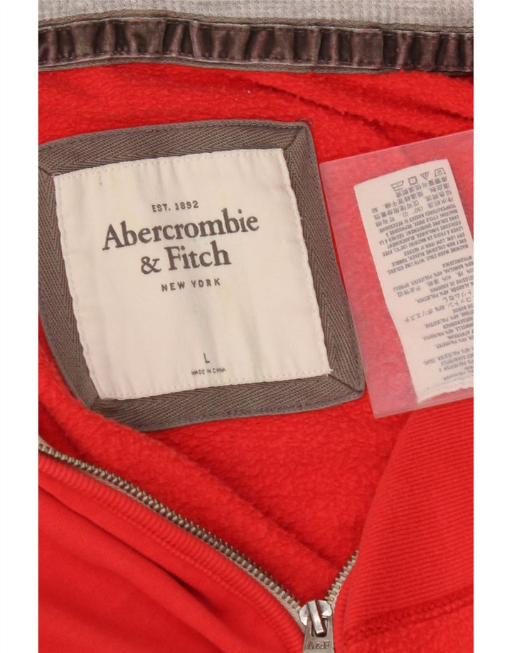 ABERCROMBIE & FITCH Γυναικείο πουλόβερ με κουκούλα με φερμουάρ UK 16 μεγάλο κόκκινο