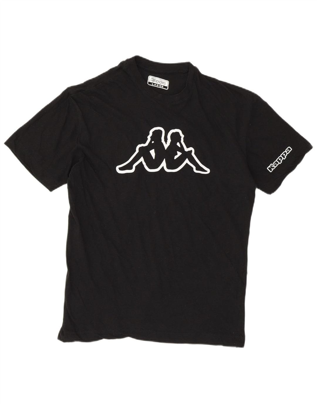 KAPPA Γυναικείο γραφικό T-Shirt Top UK 14 Large μαύρο βαμβακερό