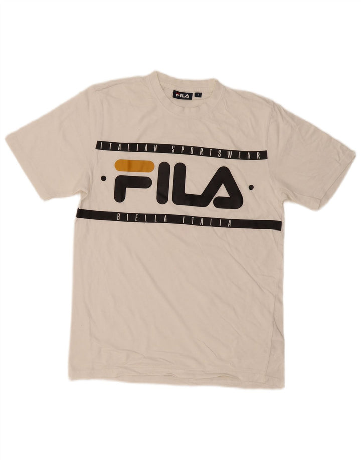 Fila Ανδρικό γραφικό T-Shirt Top Μικρό λευκό βαμβακερό