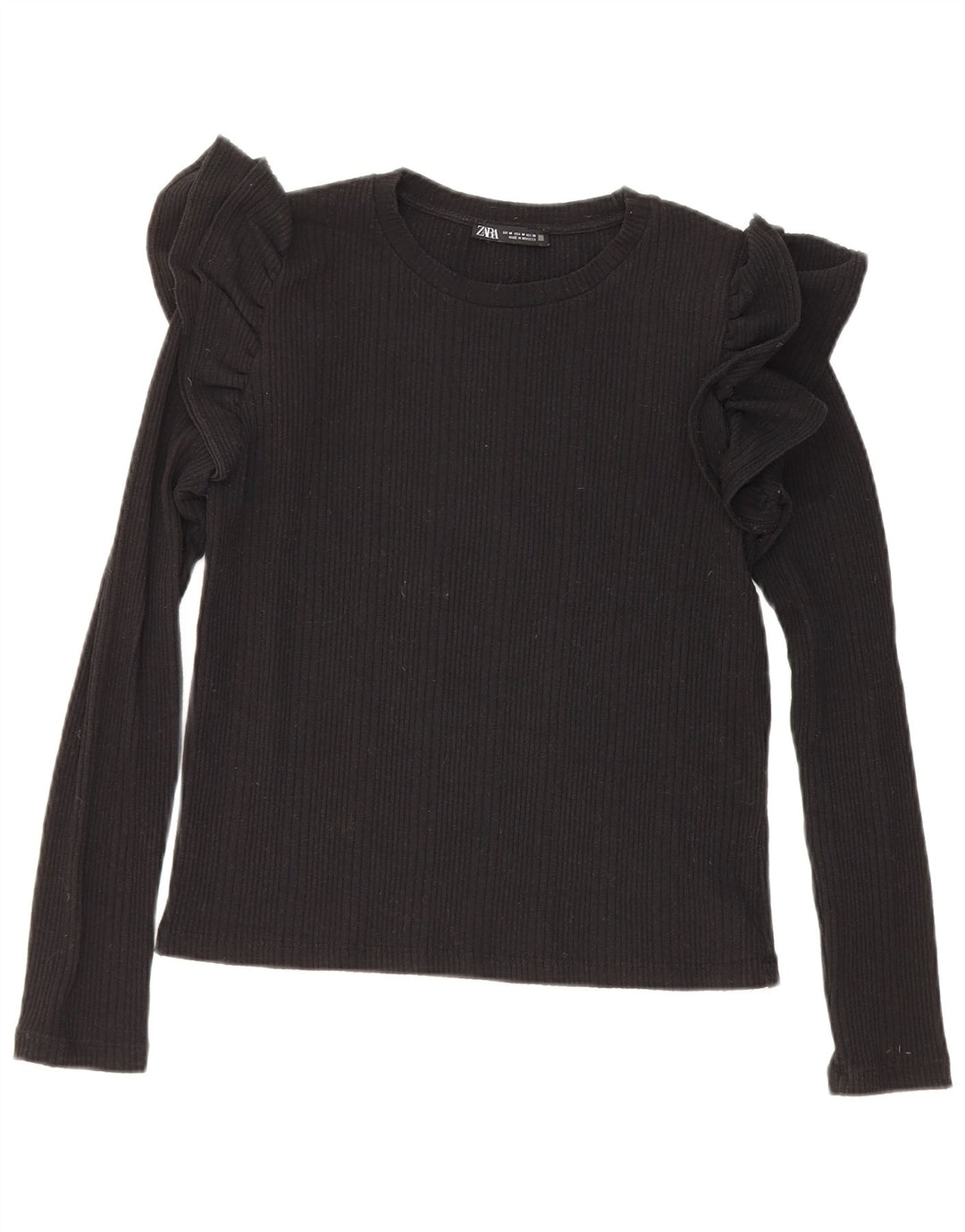 Zara Γυναικείο Crop Top Μακρυμάνικο UK 12 Medium Black
