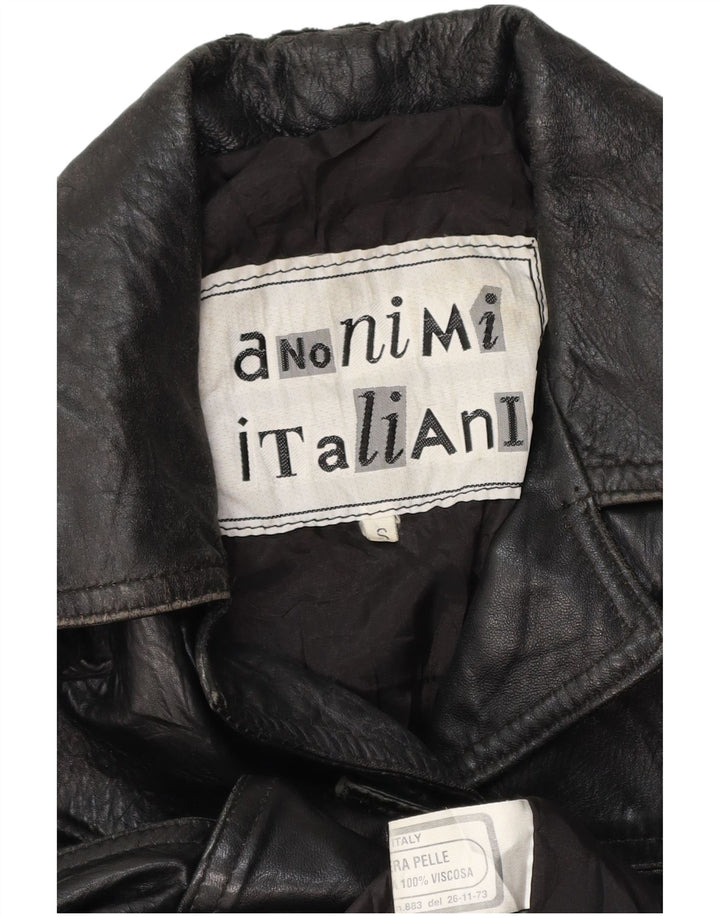 VINTAGE Γυναικείο Δερμάτινο Μπουφάν UK 10 Small Black Leather