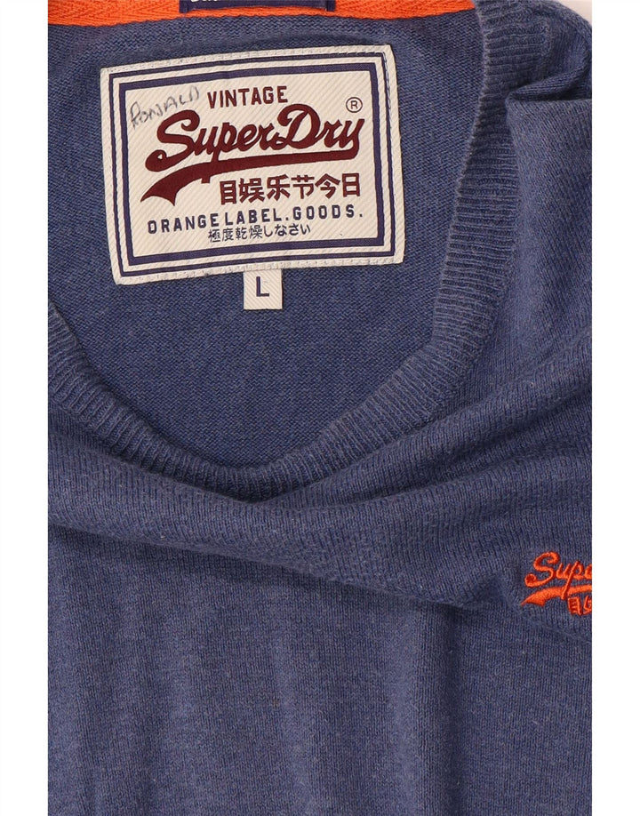 Ανδρικό πουλόβερ με λαιμόκαυμα Superdry Μεγάλο Μπλε