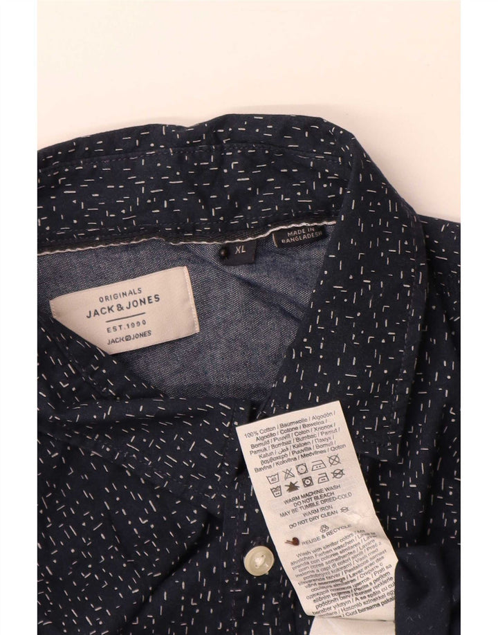 Jack & Jones Ανδρικό Πουκάμισο XL Βαμβακερό με μπλε ναυτικό