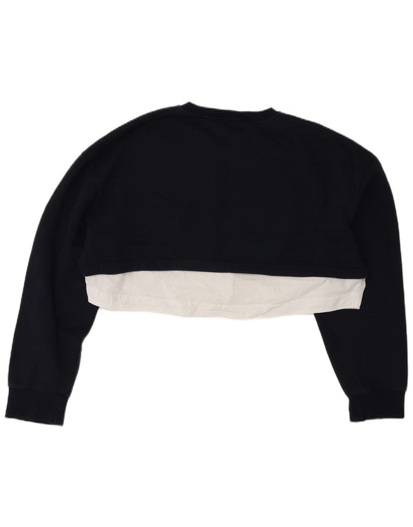 Zara Γυναικεία φούτερ Crop Jumper UK 10 Small Navy Blue Colourblock