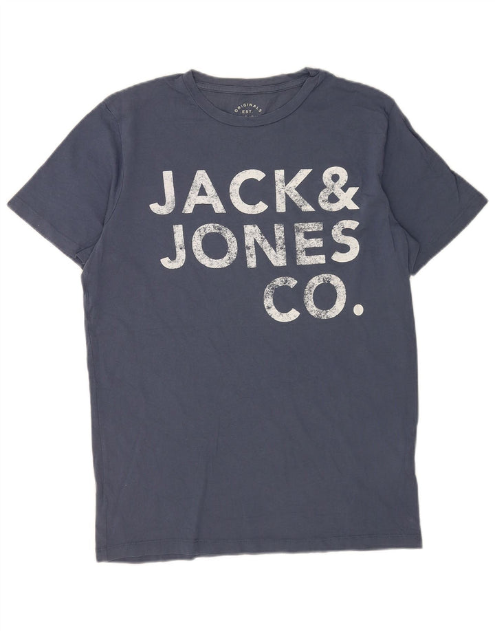 Jack & Jones Ανδρικό γραφικό T-Shirt Top από μεσαίο μπλε βαμβακερό