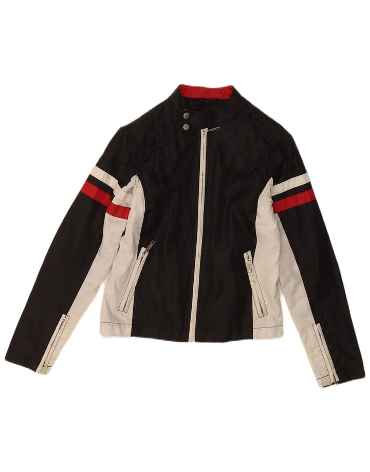 Vintage Ανδρικό Biker Jacket UK 36 Small Black Colourblock