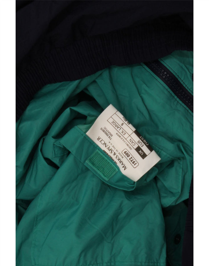 Ανδρικό μπουφάν Marks & Spencer UK 42 XL Navy Blue ριγέ νάιλον