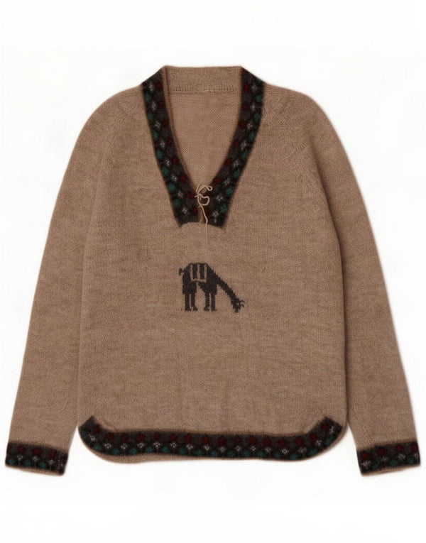 Vintage γυναικείο πουλόβερ με λαιμόκοψη Vintage UK 16 Large Beige Fair Isle