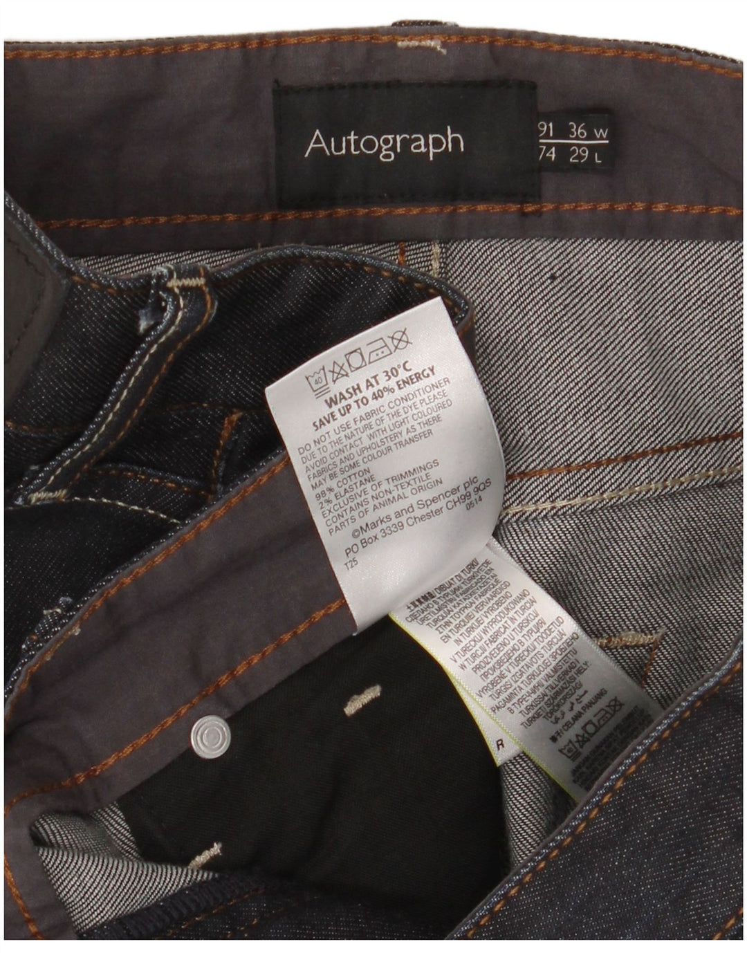 Marks & Spencer Ανδρικό Αυτόγραφο Straight Jeans W36 L29 Navy Blue Cotton