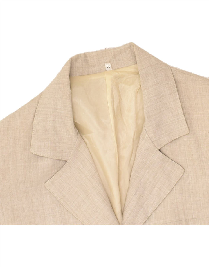 VINTAGE Womens 3 Button Blazer Jacket IT 44 Medium Beige Viscose | Vintage Vintage | Thrift | Second-Hand Vintage | Used Clothing | Messina Hembry 