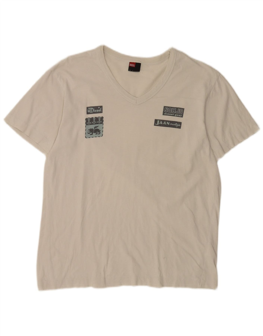 Ανδρικό γραφικό T-Shirt Diesel Top Μεσαίο λευκό βαμβακερό