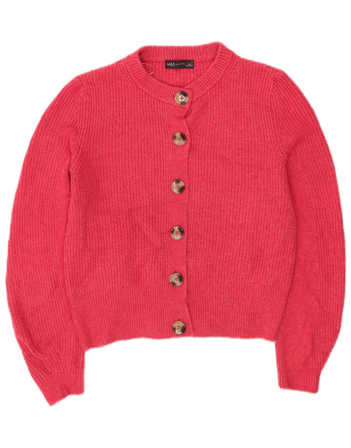 Marks & Spencer Γυναικείο πουλόβερ Crop Cardigan UK 12 Medium Pink Acrylic