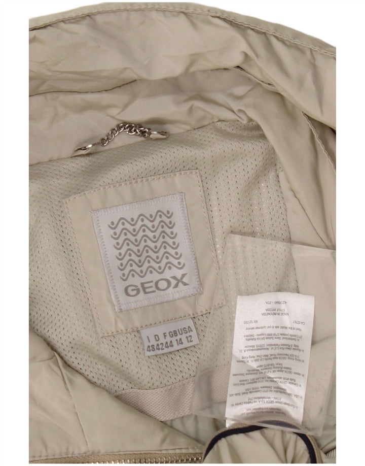 GEOX Womens Hooded Bomber Jacket UK 14 Large Beige Polyester