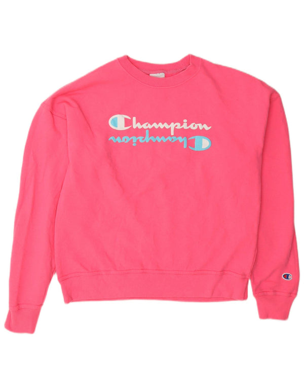 Champion Γυναικεία γραφικά υπερμεγέθη φούτερ Jumper UK 10 Small Pink Cotton